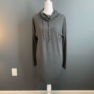 Banana Republic Cowl Neck Drawstring Sweater Dress - Heather Gray